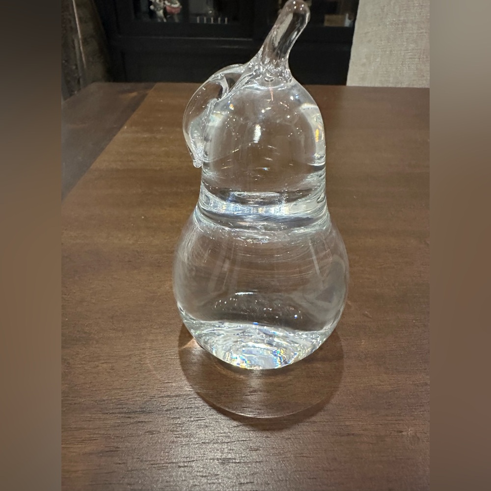 Simon Pearce Clear Glass Pear Accent